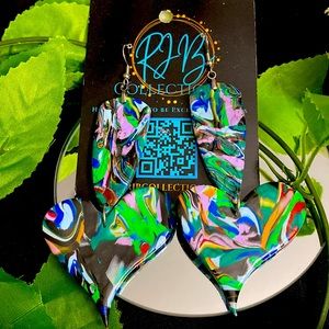 Handmade Long Length Heart Dangle Earrings